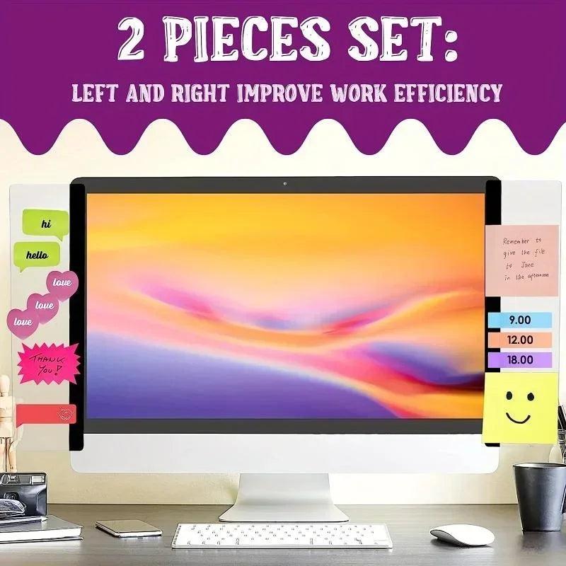 Computer Monitor Memo Board — Office & Home Desk Accessories, Note Clip for Messages and Organization