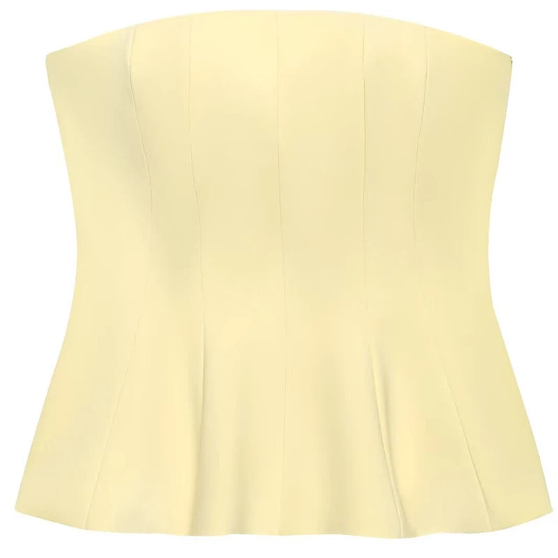 HXAO Women’s Summer 2025 Corset Tube Top – Ruffled Bustier Vest, Sleeveless Backless Tank in White, Pink, Blue, Yellow & Black