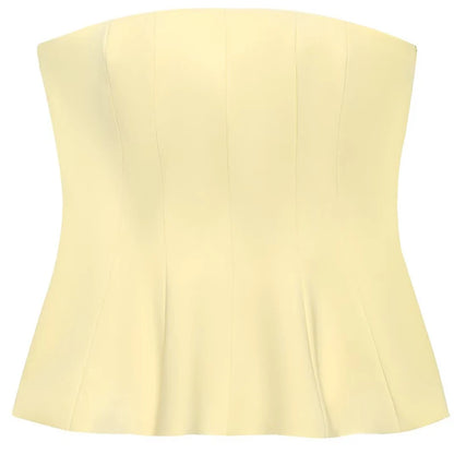 HXAO Women’s Summer 2025 Corset Tube Top – Ruffled Bustier Vest, Sleeveless Backless Tank in White, Pink, Blue, Yellow & Black