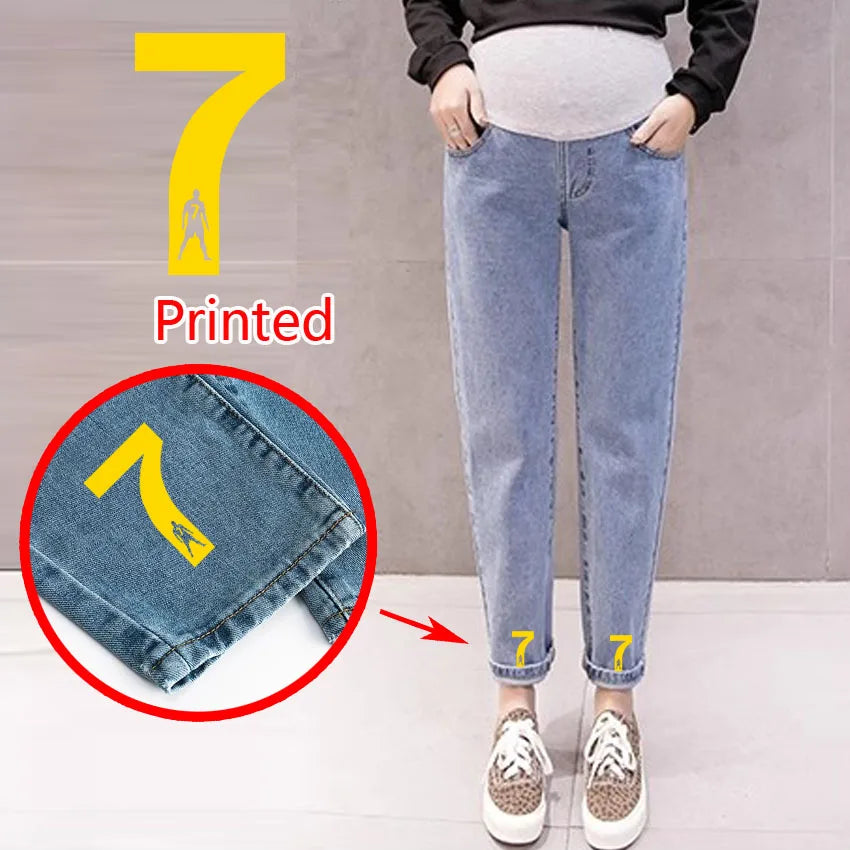 Maternity Boyfriend Jeans – High Waist Loose Denim Pants for Pregnant Women