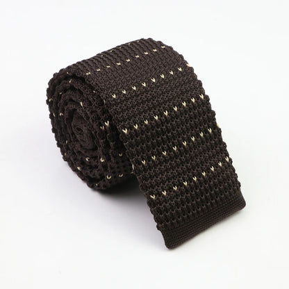 Classic Knit Neck Tie for Men — 6cm Plaid & Dots Casual Business Wedding Tie