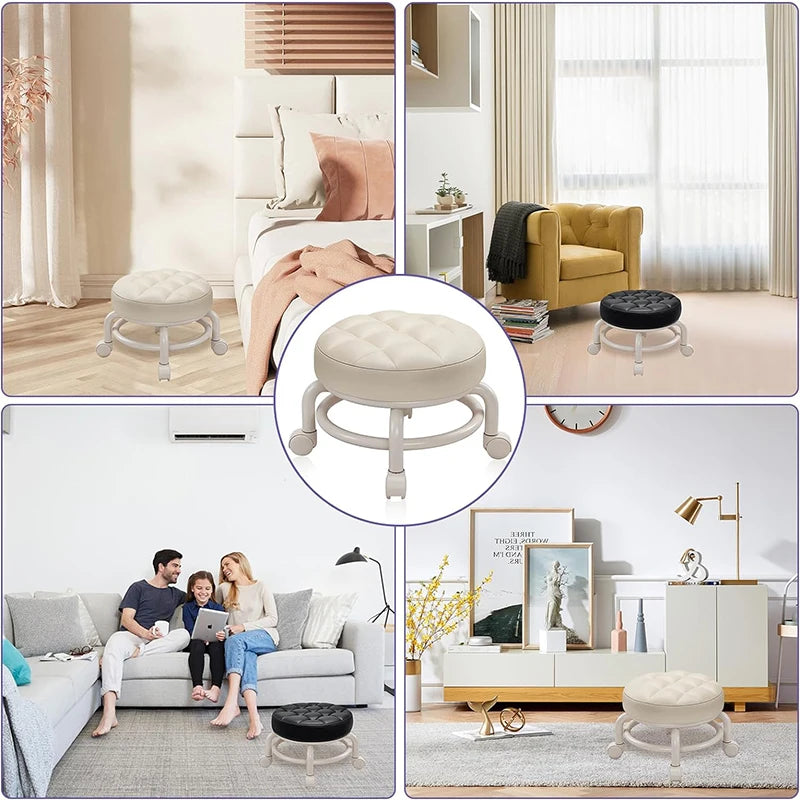 Universal Wheel Stool - 360 Degree Rotating Round Chair for Children, Low Household Pulley Stool for Shoe Changing