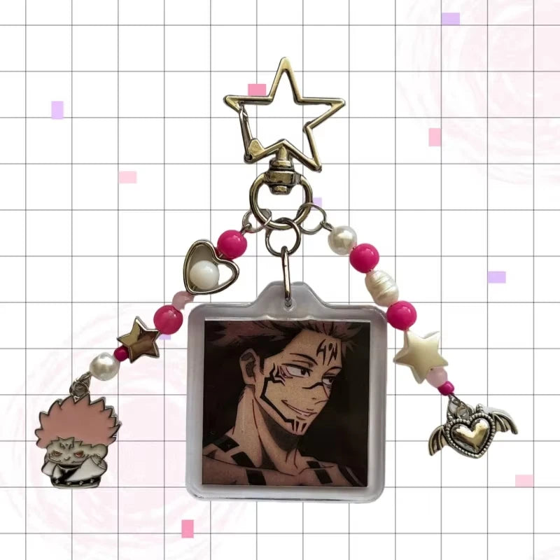 Anime Beaded Keychain - Cute Gojo, Itadori, Megumi, Nobara & Sukuna Inspired Backpack Accessories