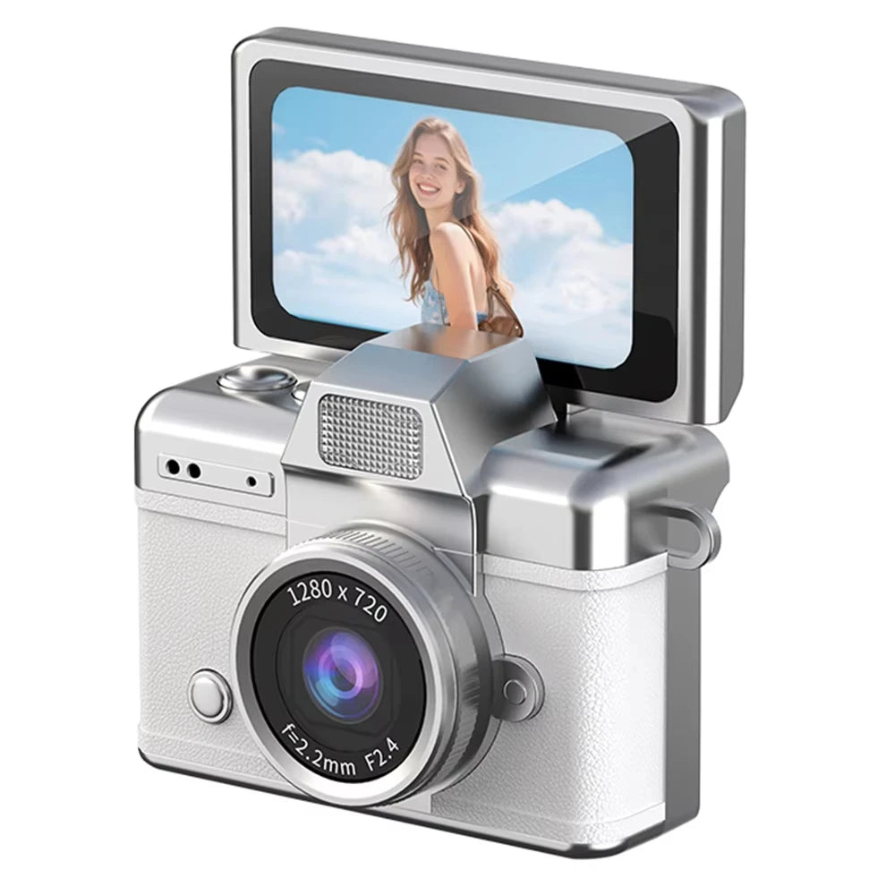 Ourlife Mini Keychain Camera - 1.47-Inch Flip Screen Retro CCD HD Digital Video Recorder