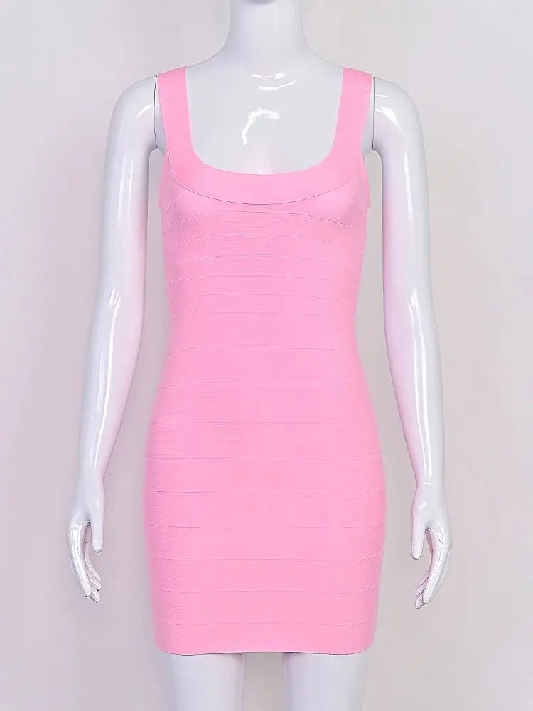 BEAUKEY Pink Bandage Mini Party Dress for Women – Sexy Bustier Backless Bodycon Club & Birthday Evening Dress, Trendy Fashion Outfit