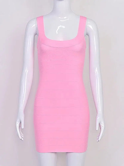 BEAUKEY Pink Bandage Mini Party Dress for Women – Sexy Bustier Backless Bodycon Club & Birthday Evening Dress, Trendy Fashion Outfit