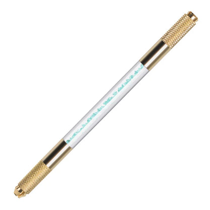 Manual Double-Ended Crystal Acrylic Microblading Pen – Permanent Makeup Eyebrow Tattoo Tool for Flat & Round Needles