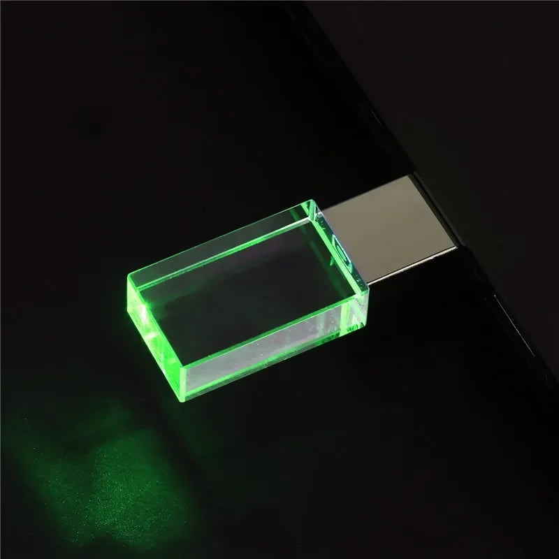 Crystal USB Flash Drive - LED Memory Stick 8GB–64GB