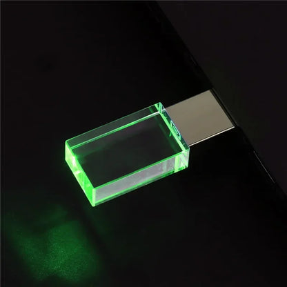 Crystal USB Flash Drive - LED Memory Stick 8GB–64GB