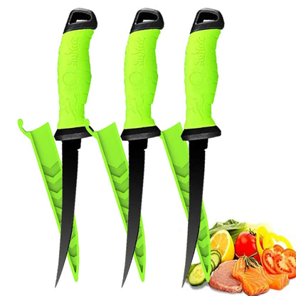 Stainless Steel Fillet and Boning Knife - Multi-Purpose Meat Cleaver, Butcher Knife, Fruit Cutter - Slicing Kitchen Knives for Fish