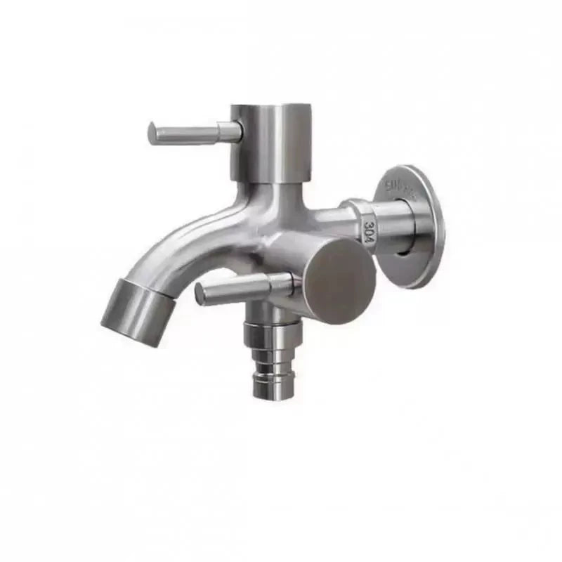 1/2" Dual Outlet Faucet Adapter – Double Control Water Tap, One-In-Two-Out Washing Machine & Bidet Bathroom Sink Connector Valve