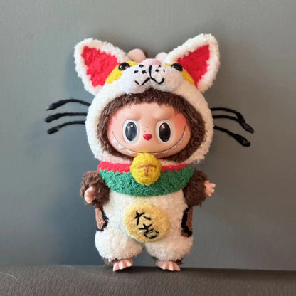Labubu 17cm Heartbeat Macaron Monkey Toy – Stand-Up Dress-Up Jacket & Pants Suit