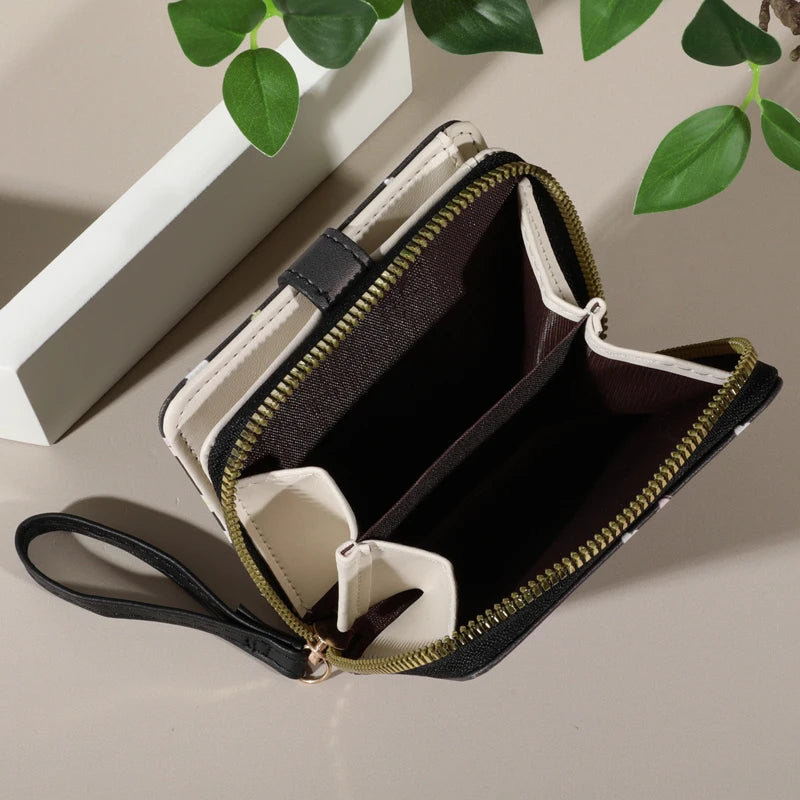 Flower Patterned Credit Card Holder – Small Zipper Card Case Wallet for Women & Men, Handheld and Compact