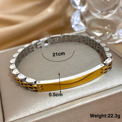 Greatera Five-Layer 10mm Beaded Bracelet – Two-Tone Stainless Steel Watch Chain Bangle Jewelry for Men & Women