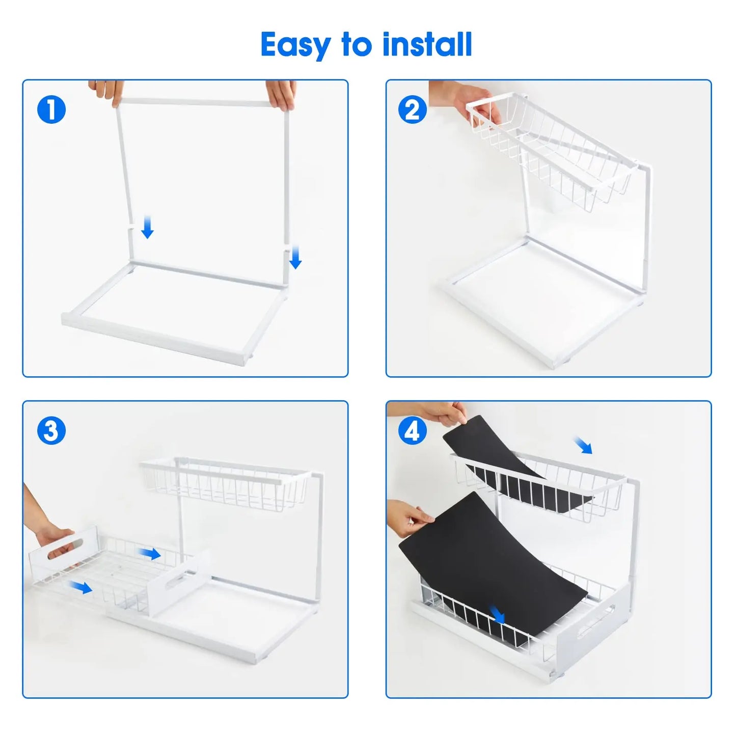 Under Sink 2-Tier Sliding Cabinet Organizer — Pull-Out Basket Drawer for Bathroom & Kitchen Storage