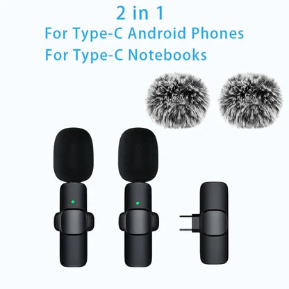 Wireless Lavalier Microphone - Mini Noise-Canceling Clip-On Mic for iPhone, iPad & Android Vlogging