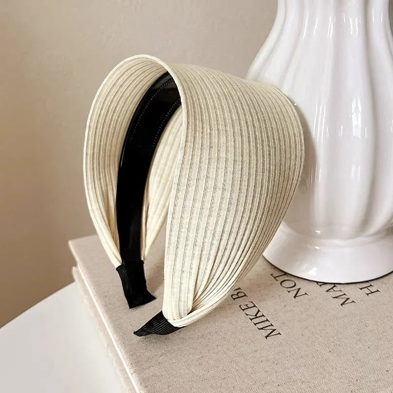 New Soft Wide Knitting Cotton Hairbands for Women & Girls – Korean Solid Turban with Teeth, Head Band Headwear Accessories