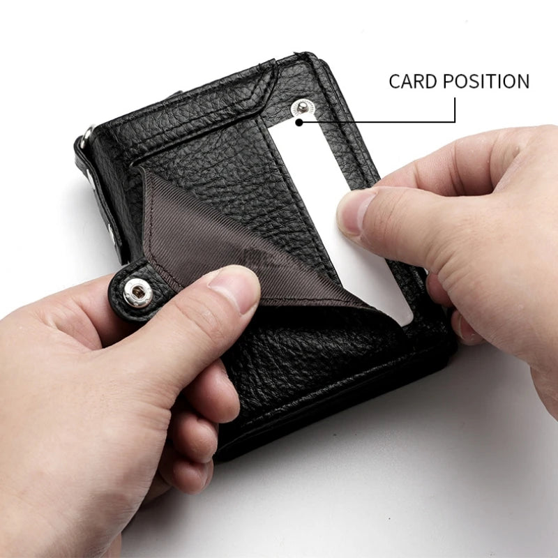 Men’s Multifunctional PU Leather Wallet – Large Capacity Credit Card Holder Purse with Chain Strap