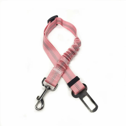 Adjustable Dog Car Seat Belt Harness – Nylon Reflective Elastic Safety Strap with Cushioning for Pet Travel