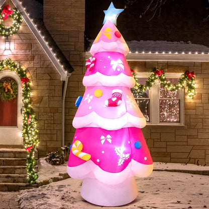 Merry Christmas Tree Arch Inflatable – Santa Claus Sleigh Decoration with LED Light for Home, Garden, and New Year Party Decor