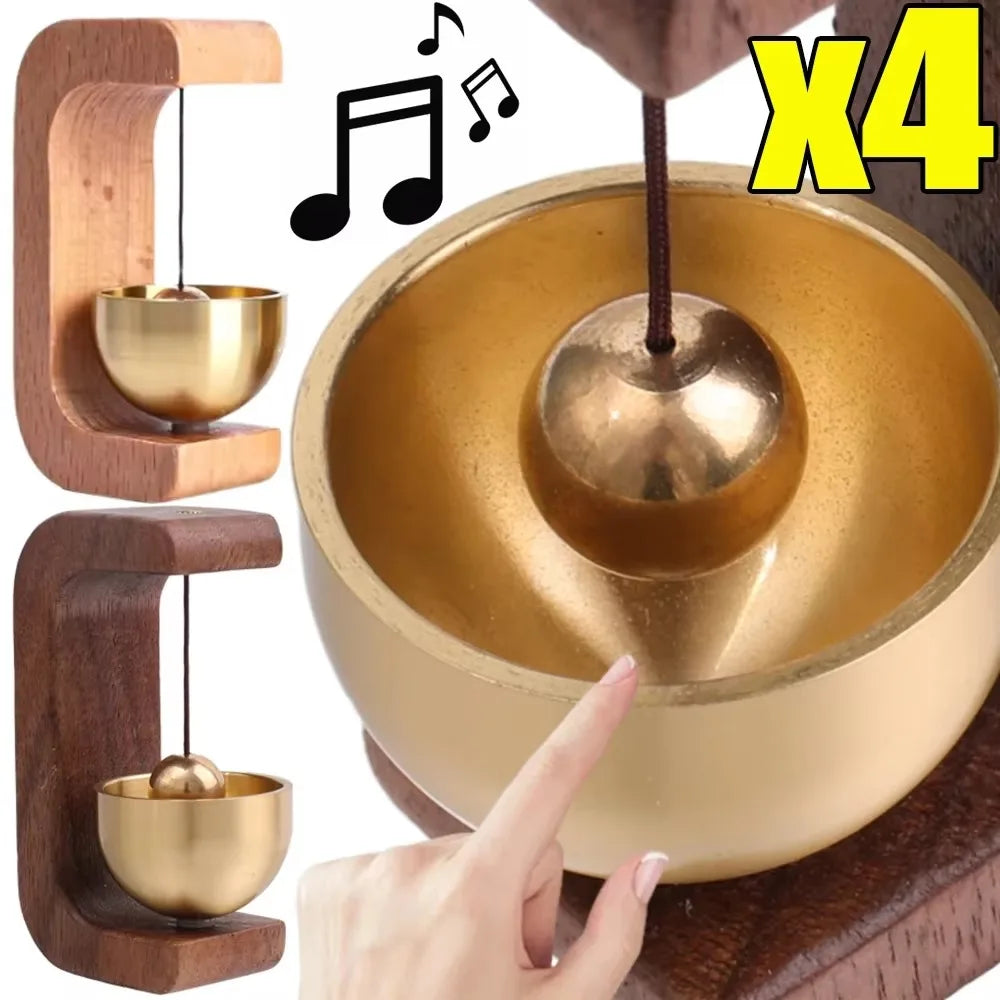 Magnetic Wooden Doorbell - Solid Brass Wind Chimes, Wireless Hanging Doorbell, Japanese Style Garden Pendant & Home Decor