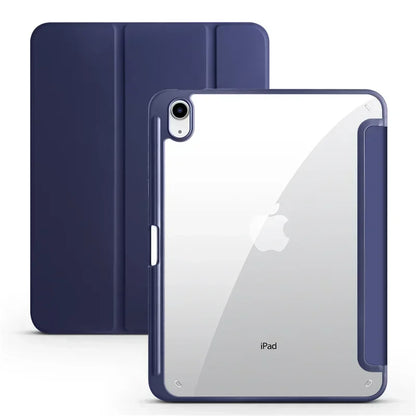 Clear Acrylic iPad Case with Pen Holder - Trifold Hard Back Cover for iPad 10th Gen, Air 11 & Compatible Models