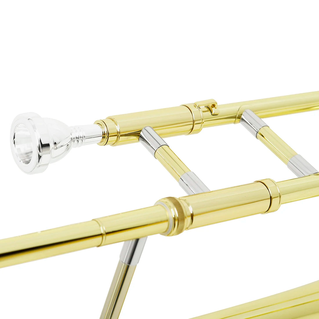 M MBAT Alto Bb Trombone - Brass Lacquer Wind Instrument with Mouthpiece, Case & Cleaning Accessories