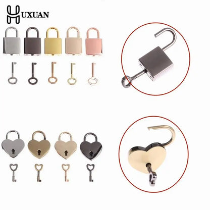 Vintage Heart-Shaped Metal Mini Padlock – Key Lock for Bags, Suitcases, and Luggage Boxes with Key