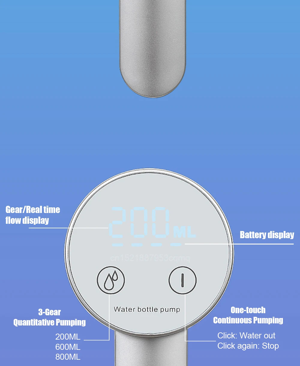 Electric Foldable Water Pump — Automatic Rechargeable Dispenser for 19L Gallon Bottles, Desktop Drinking Water Pump
