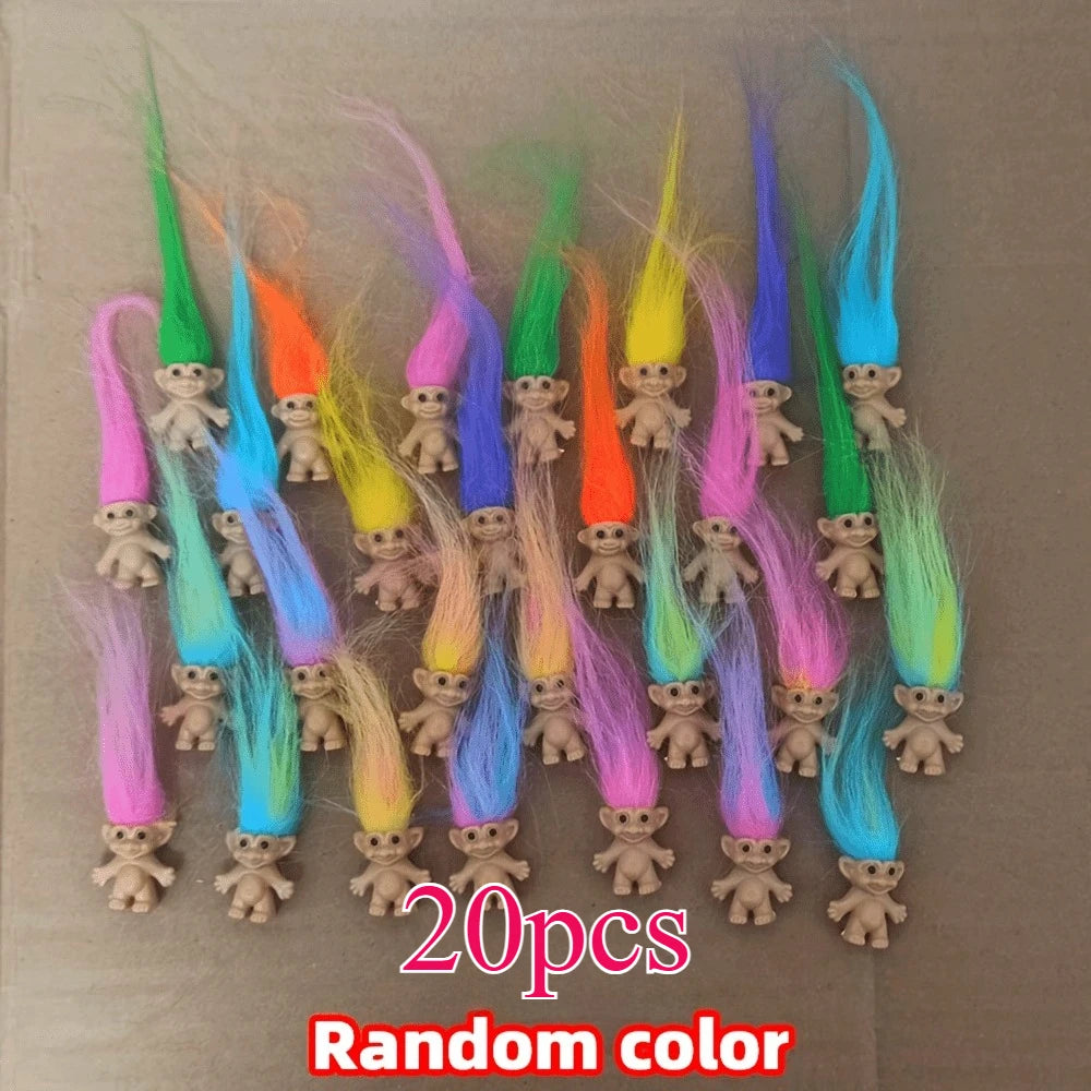 Vintage Troll Doll Figures - Colorful Cute Lucky Trolls Collection, Party Favors & Christmas Halloween Decor