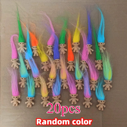 Vintage Troll Doll Figures - Colorful Cute Lucky Trolls Collection, Party Favors & Christmas Halloween Decor