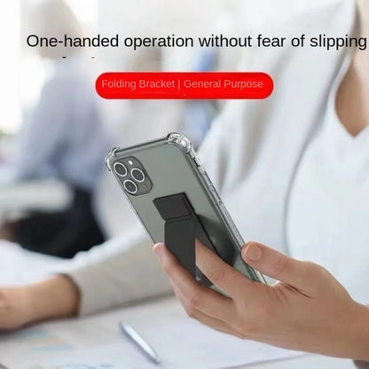 Folding Phone Stand - Self-Adhesive Desktop Sticky Back Phone Holder with Simple Push-Pull Design