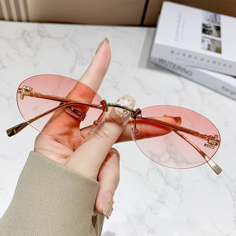 European & American Fashion Frameless Metal Sunglasses – Trendy Luxury UV Protection Eyewear