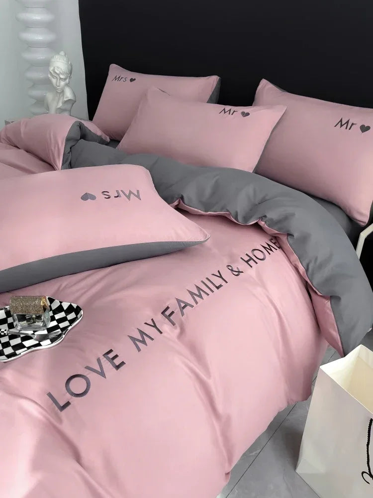 Nordic Luxury Egyptian Cotton Bedding Set - King, Queen, Double, Twin Size with Sheet, Duvet Cover & Pillowcases