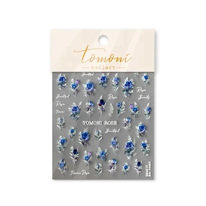 Vintage Rose Flower Nail Stickers – Red & Blue Laser Gold/Silver Nail Art Decals for Manicure Design DIY Beauty Tool