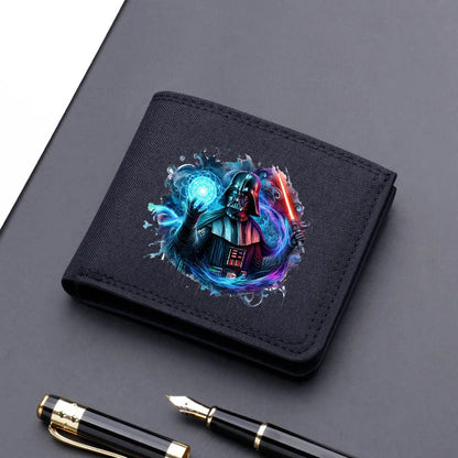 Star Wars Men's Canvas Wallet – Black/Blue/Gray Short Purse, Card Holder & Money Bag with Credit Card Case