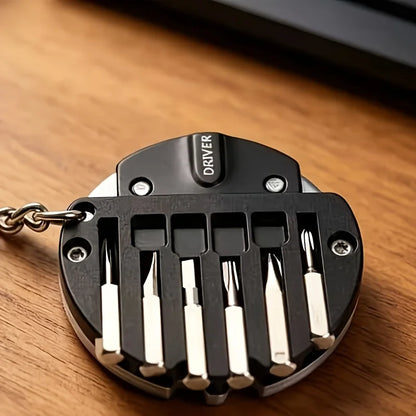 Multifunctional Round Pocket Tool Keychain - Mini EDC Screwdriver Cutter Bottle Opener for Outdoor Use