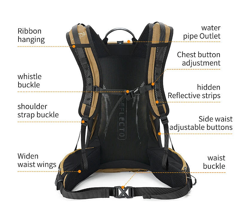 35L Mountaineering Backpack - Waterproof Outdoor Sports Bag for Men & Women, Camping & Hiking Rain Gear
