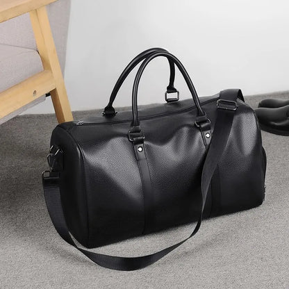 Retro Short Trip Bag – Large Capacity Sports, Motorcycle, and Training PU Waterproof Leisure Fitness Bag