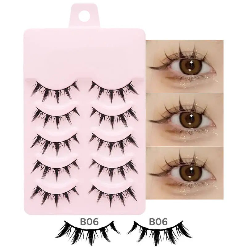 DINGSEN 5 Pairs Manga Style False Eyelashes — Soft, Natural, Long Anime Wispy Strip Lashes for Makeup