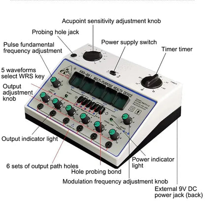 Electric Acupuncture Stimulator Machine — 6-Channel Digital Electro Therapy Massager with Patch Care Kit