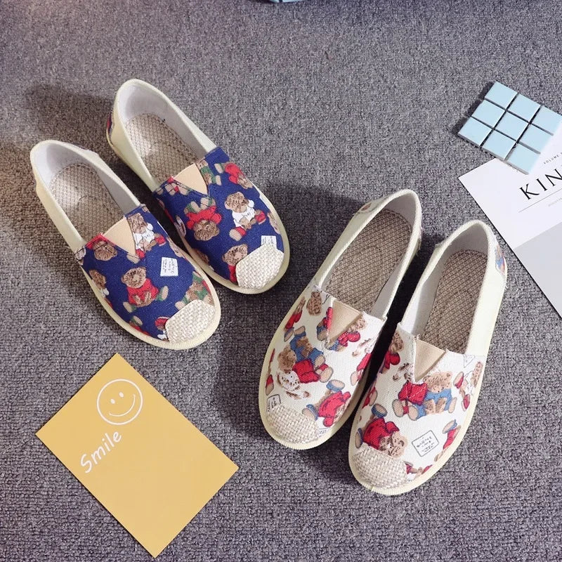 Women’s Breathable Mesh Slip-On Flats - Lightweight Casual Printed Fisherman Shoes for Everyday Fashion