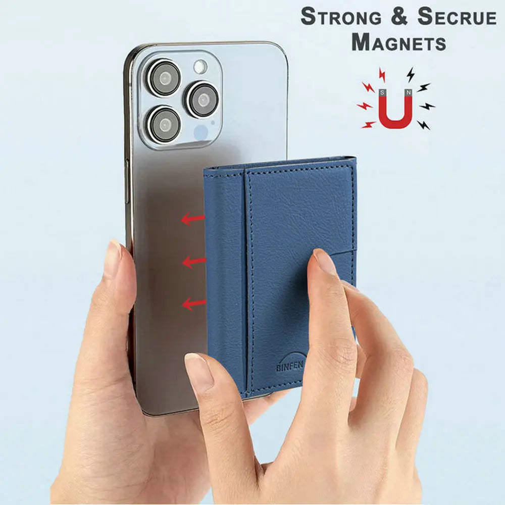 MagSafe Magnetic Leather Card Holder - Slim Phone Wallet Case with Flip Card Slot & Stand