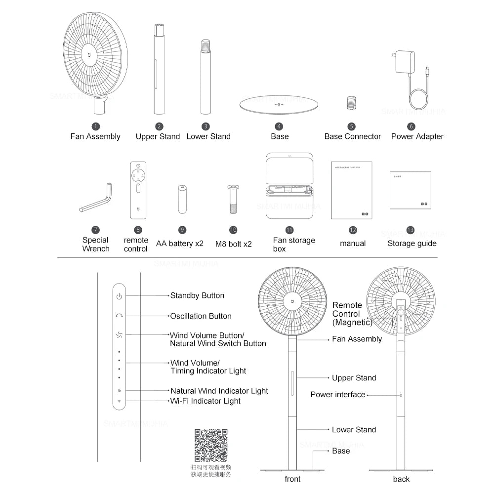MIJIA DC Inverter Floor Fan Pro - Smart Ultra-Thin Retractable Standing Fan with 100 Airflow Settings
