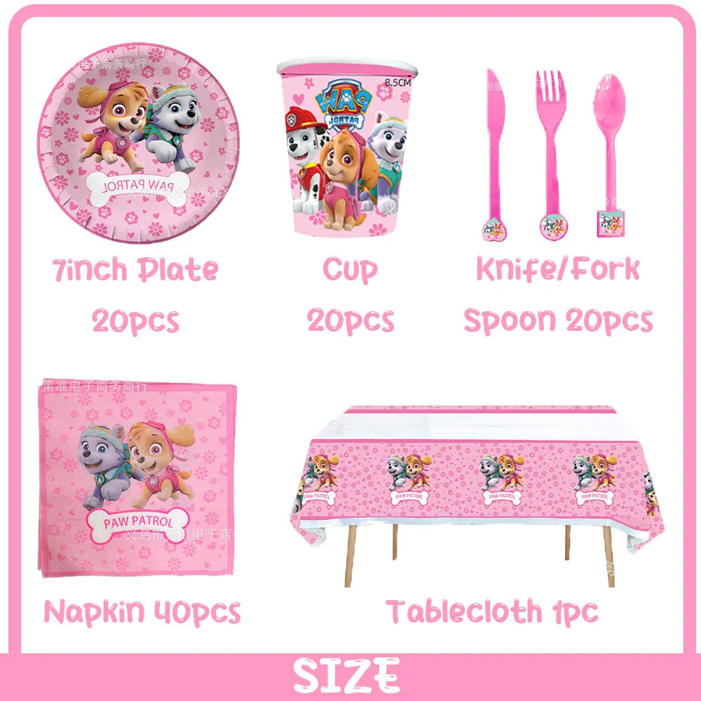 PAW Patrol Skye Pink Birthday Party Decorations Set – Foil Balloon Backdrop, Disposable Tableware & Baby Shower Supplies for Girls Kids Gifts