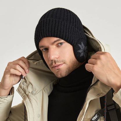 Men's Winter Warm Knitted Wool Beanie - Outdoor Plus Velvet Hat with Ear Protection for Women