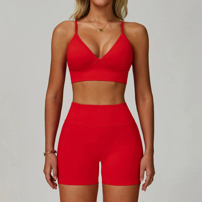 2/3PCS Women’s Seamless Yoga & Gym Set – Push-Up Sports Bra, Long Sleeve Jacket & Workout Leggings