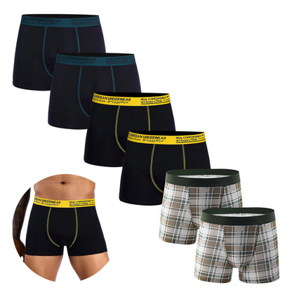 6-Pack 2024 Men’s Boxer Briefs – Cotton Fashion Underwear Set for Homme, Luxury Comfort Shorts