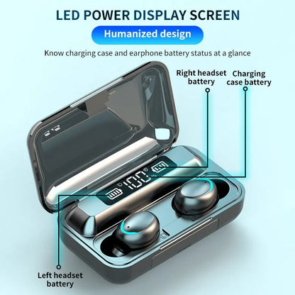 F9 Wireless Earphones Bluetooth TWS LED Display | Binaural Waterproof Headset HD Calling | CVC 8.0 Noise Reduction Headphones