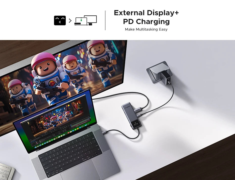 UGREEN Uno 6-in-1 USB-C Hub – 4K60Hz, PD100W, 10Gbps USB3.2 Splitter Adapter for Laptop & MacBook Pro/Air